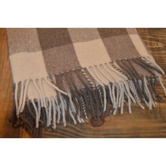 Highland Tweeds of Scotland Scarf Tartan Plaid Wool Wrap Brown Tan 28" x 64" - Picture 2 of 6